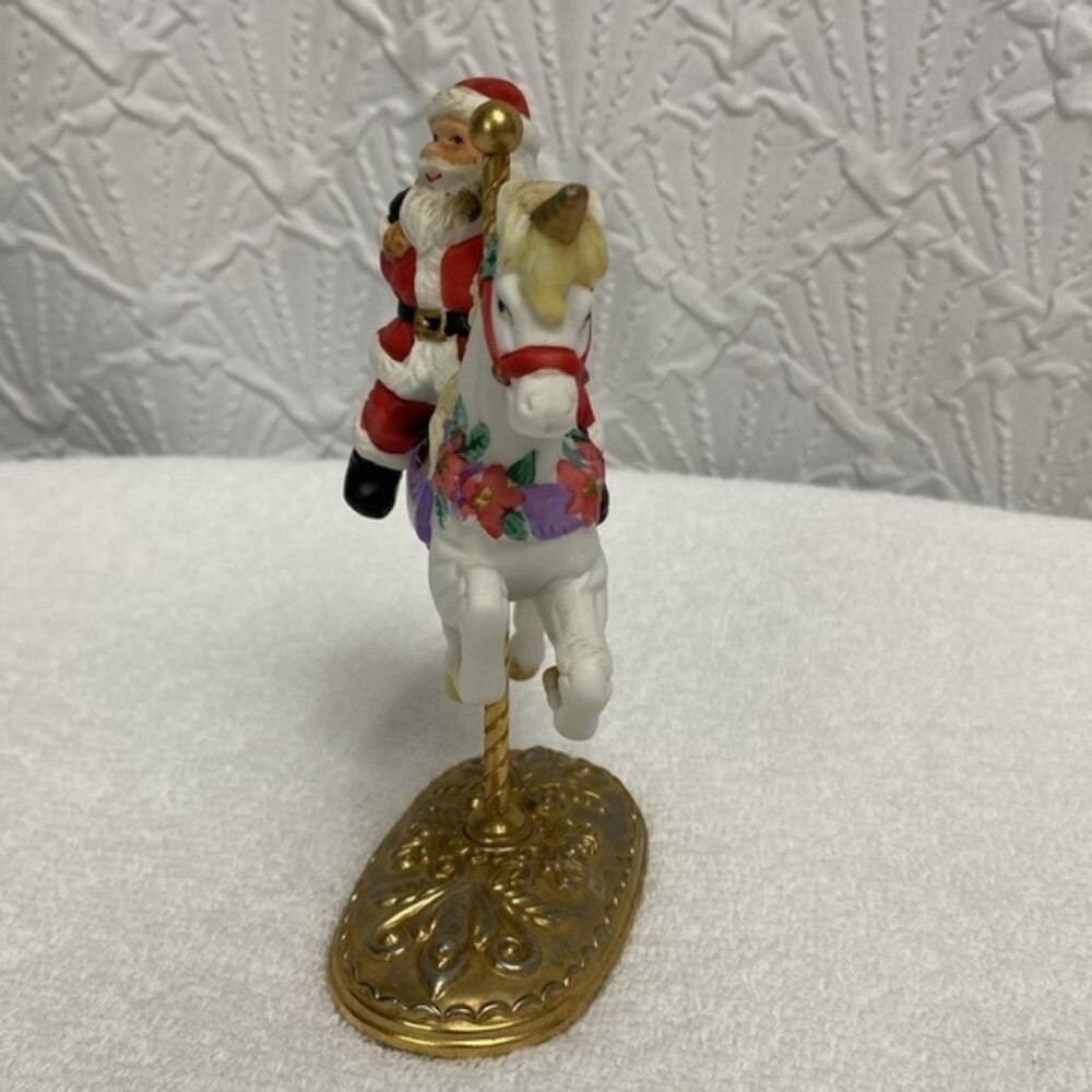Vintage Scarborough Fair Santa Clause on a unicorn carousel with jewel accents - Picture 6 of 10